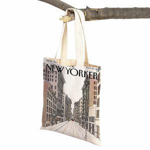 New Yorker Christmas Femmes Shopper Sacs Supermarket Tote Lady Handbag Bands Rehabile RacaSable Casual Canvas Shop C81S # #