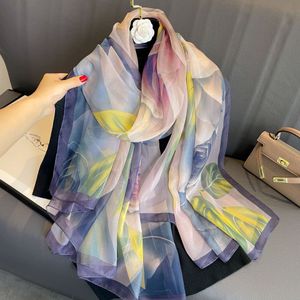 Nieuw je zijden sjaal dames zomer dunne zonnebrand sjaalsjaal lange sjaal versiering veelzijdige elegante printgroothandel