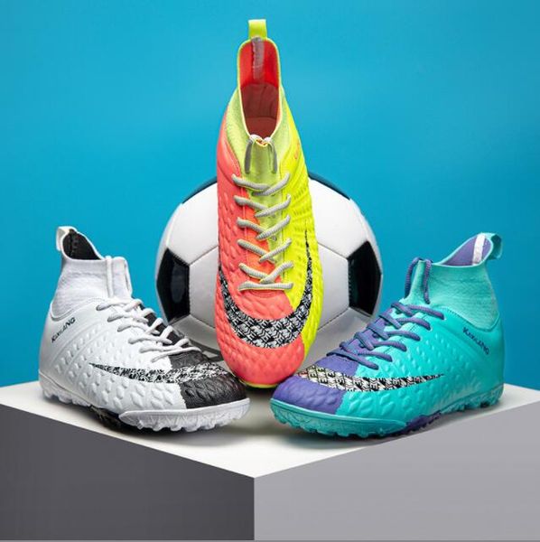 Chaussures de Football montantes pour jeunes adultes TF/AG, chaussures d'extérieur antidérapantes, légères et durables, baskets d'entraînement professionnel, nouvelle collection