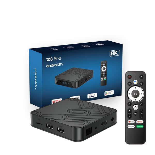 Boîtier Smart TV Z8 Pro, Android 12, OS ATV, 4 + 32 go, puce Allwinner H618, 100Lan, avec télécommande vocale BT, nouveau