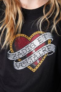 Nouveau Zadig Voltaire tendance chemise de créateur délicat amour diamant et noir T-shirt court zv