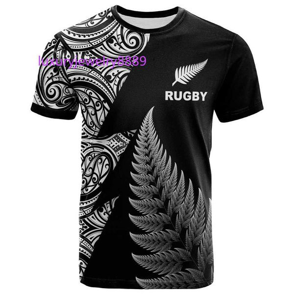 Nouvelle-zélande Rugby argent fougère Maori tatouage polynésien impression personnalisée blanc hommes t-shirt t-shirt décontracté hauts à manches courtes hommes t-shirts