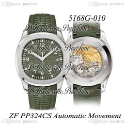 Nouveau ZF 5168G-010 324SC 324CS Montre automatique pour homme Boîtier en acier Cadran vert Texture Bracelet en caoutchouc vert 42 mm Édition PTPP Puretime2803