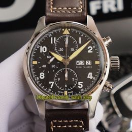 Nouvelle version ZF Top Pilot Spitfire Fighter Series Boîtier en bronze 387903 Cadran noir ETA A7750 Chronographe Mécanique Montre Homme Stopwat255f