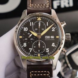 Nieuwe ZF Topversie Pilot Spitfire Fighter Series bronzen kast 387903 zwarte wijzerplaat ETA A7750 chronograaf mechanisch herenhorloge Stopwat256K