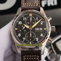 Nouvelle version ZF Top Pilot Spitfire Fighter Series Boîtier en bronze 387903 Cadran noir ETA A7750 Chronographe Mécanique Montre Homme Stopwat325L