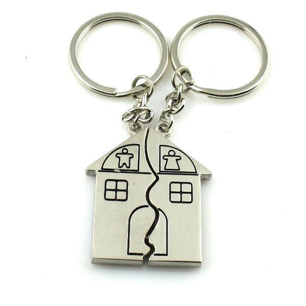 Porte-clés de maison de couple en alliage de zinc, cadeaux personnalisés pour fête de mariage et cadeaux bon marché pour invités W9487, nouvelle collection