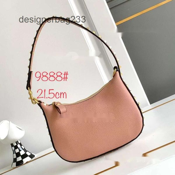 Nouvelle fermeture éclair Valenteino Vslings Sacs d'été Stud Hobo VO 2024 V-Button Underarm Crossbodybag Handbag Hower Bounter Designer Litchi Pattern Sac Event K3HR