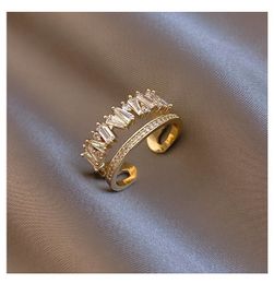 Nouvelle bague réglable en zircon à double couche pour femmes, bijoux de charme de qualité supérieure