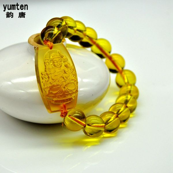 Nouveau zodiaque Nature pierre Bouddha Bracelet chaîne Citrine breloques Lot bouddha hommes femmes chanceux bijoux perles rondes chaîne meilleur cadeau