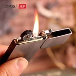 Nouveau ZORRO Mini ultra-mince pur cuivre kérosène briquet Portable métal coupe-vent meule briquet allume-cigare fumer