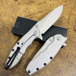 Nouveau couteau pliant Flipper D2 lame de revêtement en titane gris poignée en acier inoxydable roulement à billes couteaux de survie en plein air à ouverture rapide avec boîte de vente au détail