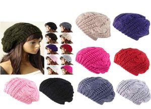 New2017 New Style Fashion Women039s Lady Beret tressée Baggy Banie Crochet Hiver Chapeau de ski Chaude Ski Treat Boina Feminina3518228