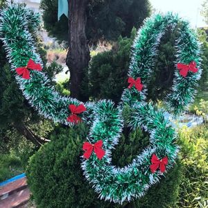 New2M Kleurrijke Kerstdecoratie Bar Tops Lint Slinger Kerstboom Ornamenten Wit Donkergroen Riet Klatergoud Feestartikelen12925