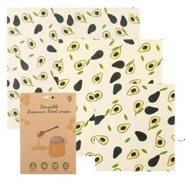 NEW3PC / PACE BEESWAX OPSLAG WINDELING Herbruikbare voedselwraps, duurzame kunststof gratis keukengereedschap, eco-vriendelijke sandwichs Covers RRE11406