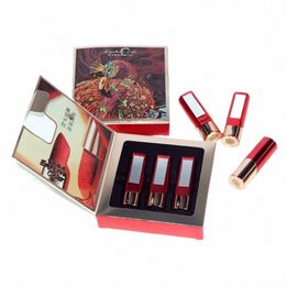 new3pcs Geschenkdoos Sculptuurkunst Matte Make-up Lippenstift Set Cosmetische Lipbalsem Multiccolor Kit, Voedzaam Lipkleurpak, Gemakkelijk te dragen 61rB #