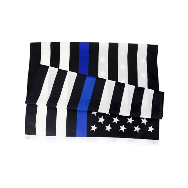 NEW3x5Fts 90cmx150cm Officiers des forces de l'ordre police américaine fine ligne bleue drapeau BlueLine USA drapeaux de police RRD8185