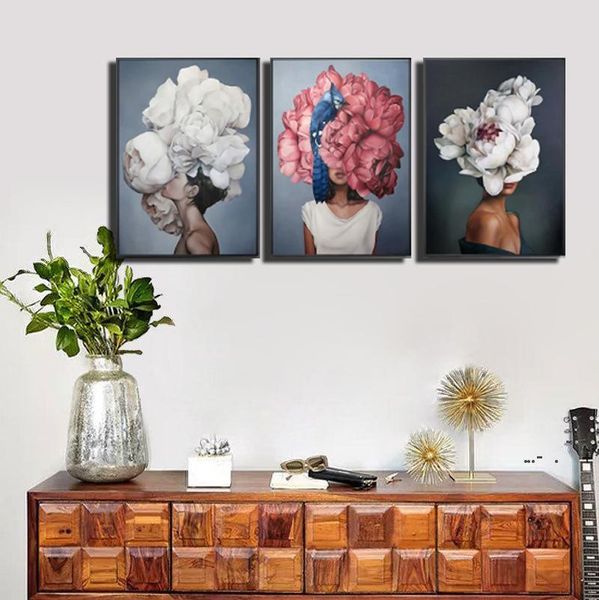 New40x60cm pintura abstracta flores modernas mujeres DIY pintura al óleo número sobre lienzo decoración del hogar figura imágenes regalo EWD6234