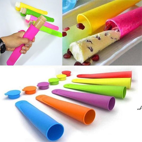 New6-color Silicone Ice Cream Cover Tools Herramientas de cremas largas Molde con tapa EWB7280