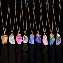 New9 Styles colliers de pierres précieuses naturelles en cristal pour femmes hommes bijoux chaînes en or plaqué colliers en cristal de déclaration