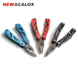 NEWACALOX Multifunción Alicates plegables Pelacables Cortador de cables Multi herramienta Herramienta para acampar al aire libre con cuchillo Destornillador Kit Y200321