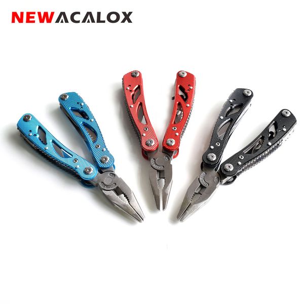 NEWACALOX Multifunción Alicates plegables Pelacables Cortador de cables Multi herramienta Herramienta para acampar al aire libre con cuchillo Destornillador Kit Y200321