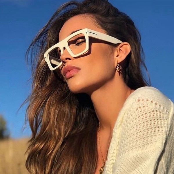 New Star Square Bigrim Sunglasses Frame 52-21-140 Italie importée White Pure-plan concis Fullrim pour les lunettes de prescription Goggls Fullset Design Case