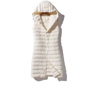 BANG Brand Womens Long Vest Ultra Light Down Vesten met kap mouwloze turndown kraagjas