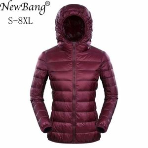 Brand Newbang Womens Down Vestes Ultra Light Down Jacket Femmes 5xl 6xl 7xl Plus Feather Winter Thin Wight Breaker Coats S181011617239