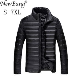 NEWBANG PLUS 5XL 6XL 7XL Duck Heren Veer Ultralight Down Jacket voor Men Park Uitloper met Carry Bag Overcoat 201223