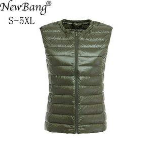 NewBang Gilet Femmes Gilets Chauds Ultra Léger Vers Le Bas Gilet Femmes Portable Sans Manches Sans Col Hiver Doublure Chaude Outwear 201031