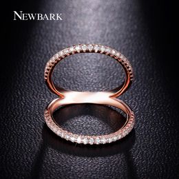 Newbark klassieke vrouwen ring dubbele cirkel shell vorm vinger ringen rose goud kleur cz sieraden middenknuckle bague dames q170720
