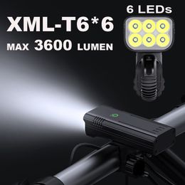 Light de vélo de Newbouther 3600 Lumens USB Tablet d'éclairage de vélo MTB avec imperméable avec 2 supports 5200mAh Accessoires de vélo de lampe de poche