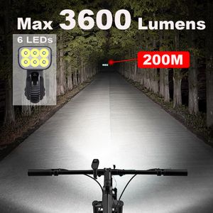 Newboler Power Display 6 LED's Bike Light USB Aluminium MTB Bicycle Light Kit 5200mAh Batterij Cycling Cycling Fietsaccessoires