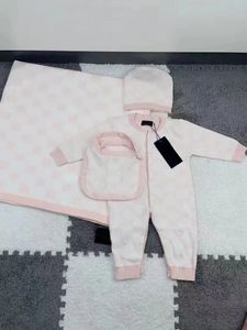Pasgeboren baby's Designer Rompers met wikkeldekens mode babybrief jumpsuits met konijntje hoeden zachte katoenen kinderen