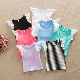 Camisetas sin mangas para bebés recién nacidos, último diseño, camiseta de manga de encaje para niñas, trajes de verano para niñas, ropa para niños, 7 colores