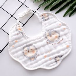 Nouveau-né Bavoirs pour bébé Burp Chiffons salive serviette homme femme sac Mince doux Fleur U type Plusieurs couleurs Alimentation à 360 degrés Coton imperméable Bavoir Sac à manger Gaze 8 couches