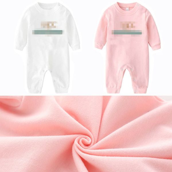 Barboteuse pour nouveau-né garçon et fille de 0 à 24 mois, vêtements à la mode avec lettres, blanc, rose, manches longues, combinaisons de marque