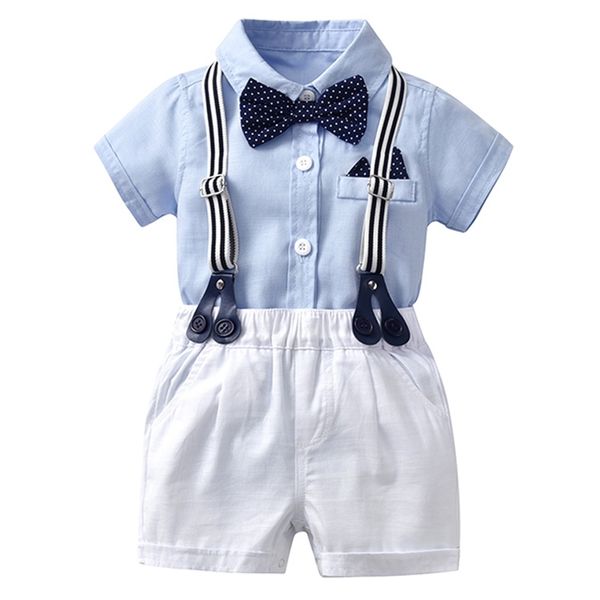 Bebé recién nacido mameluco arco traje de caballero formal para ropa de verano niños mameluco + pantalones cortos blancos conjunto de ropa recién nacido tamaño 59 lj201023