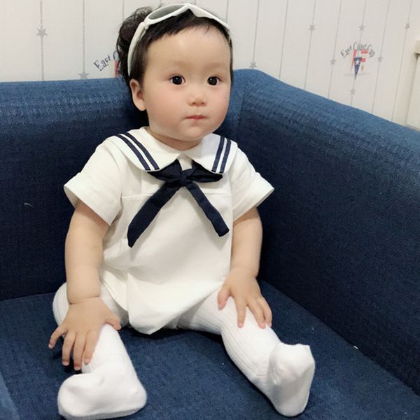 Vêtements de bébé nouveau-né 100% coton à manches courtes bébé barboteuse d'été Sailor Toddler Jumpsuit infantile garçons filles barboteuse vêtements tenues 201027