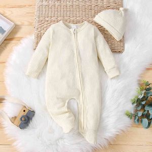 Pasgeboren babykleding Cartoon unisex pasgeboren babymeisje eendelige jumpsuit jumpsuit herfst winter slaapsuit zipper wrap foot g220510