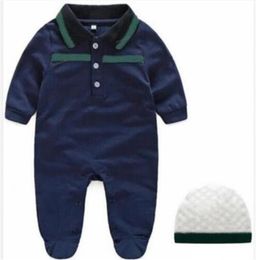 Newborn baby clothes short sleeve designer baby rompers Infant clothing baby boys girls jumpsuits + hat