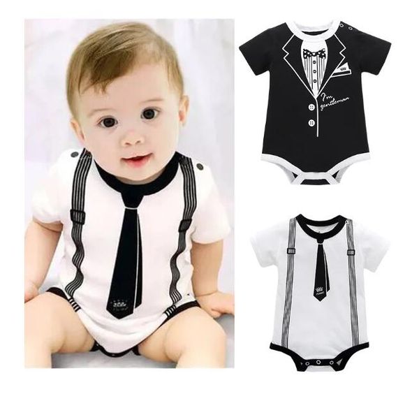 Vêtements d'été pour nouveau-né, barboteuse pour hommes de 0 à 12 mois, combinaison en coton pour garçons, vêtements de corps pour bébé, imprimé cravate, manches courtes