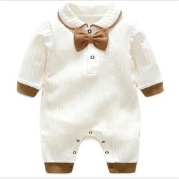 Nouveau-né bébé coton barboteuse gentleman noeud papillon barboteuses garçons filles combinaison à manches longues combinaisons une pièce toddle infantile enfants vêtements de marque