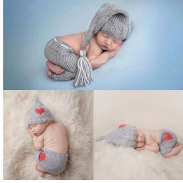 Nouveau-né Bébé Mignon Crochet Tricot Costume Prop Tenues Photo Photographie Bébé Chapeau Accessoires Photo Nouveau-né bébé filles Tenues Mignonnes 0-6M