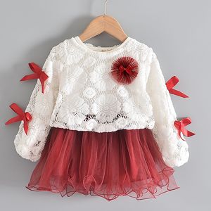 Robe d'automne pour nouveau-né fille, tenue de princesse fraise, à volants doux, vêtements décontractés pour enfants, nouvelle collection