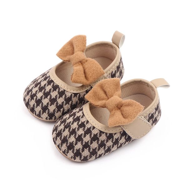 Nouveau-né bébé premiers marcheurs filles princesse chaussures mignon nœud papillon anti-dérapant semelle souple coton plat premier marcheur accessoires pour bébés