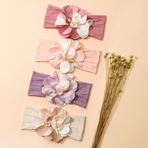 Pasgeboren baby bloem nylon baby hoofdband meisjes bloemen nylon hoofdband kinderen haaraccessoires peuter zachte kopteksel bulk