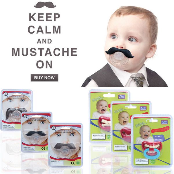 Nouveau-né bébé drôle Moustache dent Sucettes Gel de silice infantile Sucettes 9 styles enfants mamelon C2619