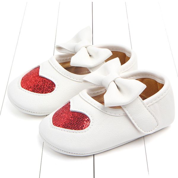 Nouveau-né bébé fille arc coeur princesse chaussures semelle souple berceau bébé chaussures nourrisson premiers marcheurs 0-18M